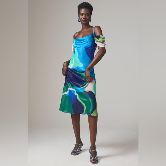 Anthropologie Dresses & Skirts - ✨ Anthropologie Painterly Off-Shoulder Slip Dress Sz SP